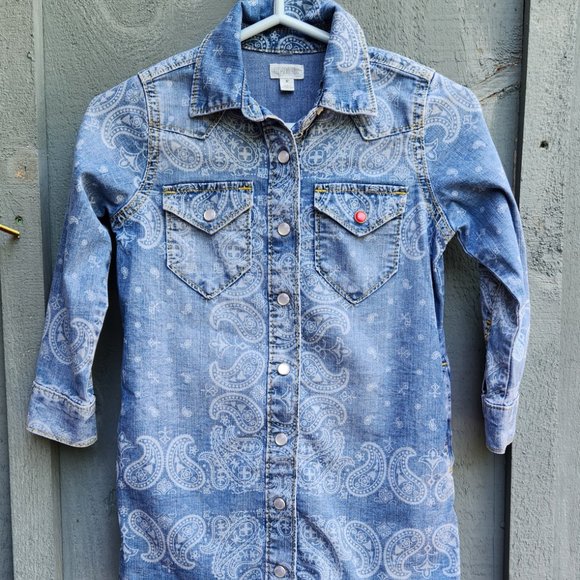 Gymboree Girls Denim Cowgirl Dress Paisley Print Size 4 - Picture 3 of 7